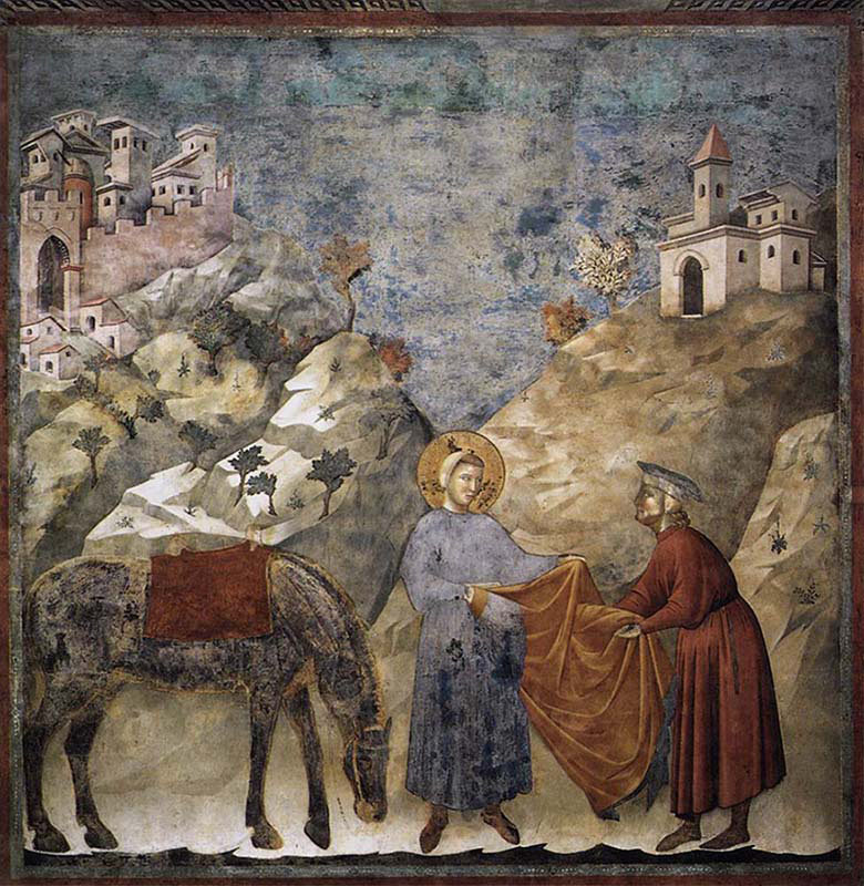 Two-Saint Francis Giving his Mantle to a Poor Man